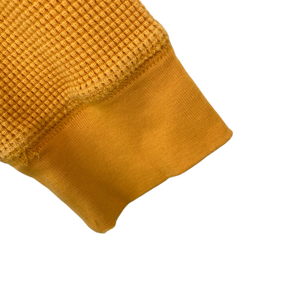 Gap Waffle Knit Thermal Mens Small Yellow Long Raglan Sleeve Crew Neck Pullover - Picture 5 of 12